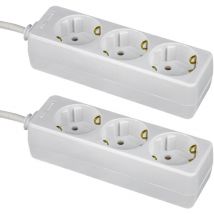 Pack 2 Regletas 3 Enchufes Schuko 1m Blanco sin Interruptor 7hsevenon