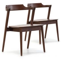 Vs Venta-stock - Pack 2 sedie Venus color noce, legno massello, 58 x 57,5 x 76 cm