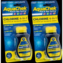 Aquachek - Pack 2 Tiras analíticas Amarillo para cloro, pH, alcalinidad y ácido cianúrico.