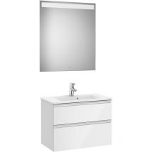 Pack 2 tiroirs 700 mm + lavabo + miroir led the gap Roca Couleur : Blanc brillant