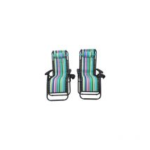 Lot de 2 Chaise de camping pliable zéro gravité, pour le jardin et de plage, bleu rayé