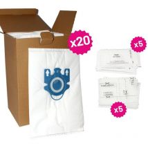 Fidéale - Pack 20 sacs gn + 5 filtres poussiere + 5 filtres moteur Fideale 5401101000428