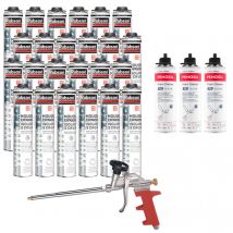 Pack 24 Mousses expansives 750ml WhiteTeq RUBSON + 3 Nettoyants FoamCleaner 929 500ml + Pistolet manuel