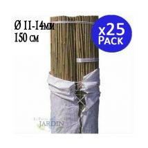 Pack 25 Tutor de Bambu 150 cm (12-14 mm) Varillas de bambu para Plantas y Arboles Tutores para Tomates y Plantas trepadoras