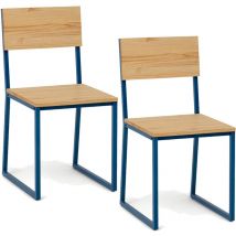 Pack 2Uds. Sillas Desmontables Oxford eco Azul en madera maciza de pino acabado natural estilo nórdico industrial Box Furniture