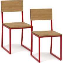 Pack 2Uds. Sillas Desmontables Oxford eco Roja en madera maciza de pino acabado vintage estilo industrial Box Furniture