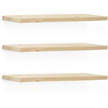 Decowood - Pack 3 estanterías de madera maciza flotante acabado natural 140cm