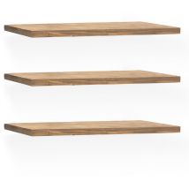 Pack 3 estanterías de madera maciza flotante acabado roble oscuro 200cm
