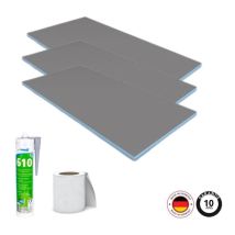 Pack 3 panneaux de construction Wedi 125 x 60 x 3 cm + colle polymere étanchéité 610 + bande d'armature collante