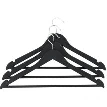 Pack 3 perchas de madera organizador con barra pantalon Negro