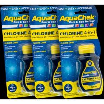 Aquachek - Pack 3 Tiras analíticas Amarillo para cloro, pH, alcalinidad y ácido cianúrico.