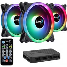 Aerocool - Pack 3xfans + hub h66f et télécommande duopro argb 120mm led ring dual connection 3.4 and 6pin