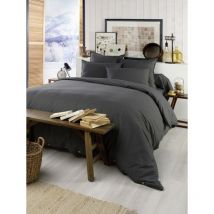 Cdaffaires - Pack 4 pcs housse de couette 240 x 220 cm en flanelle de coton Candice Anthracite