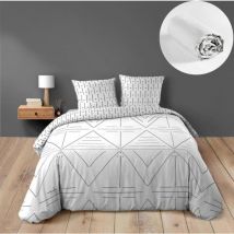 Cdaffaires - Pack 4 pièces Housse de couette 260 x 224 cm Etna + 2 taies + drap housse 160 Blanc