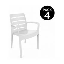 Duehome - Pack 4 sillas de exterior Maui Blanco 54cm (ancho) x 82cm (alto)