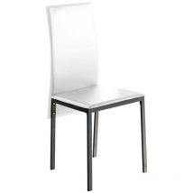 Pdcor - Pack 4 sillas Carla para salón en polipiel blanco, 96 cm(alto)41 cm(ancho)52 cm(largo)