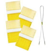 Econex - Pack 4 Trampas cromáticas amarillas para mosca blanca y pulgón + colgador