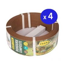 Suinga - Bordura Composite color marron 0,09 x 5 metros con un grosos de 4,5 mm, ideal para jardin (Pack 4)