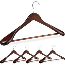 Relaxdays - Pack 20 Perchas Traje Anchas, Madera-Metal, 24 x 44,5 x 5,5 cm, Marrón