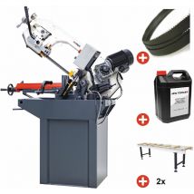 Torros - Scie à ruban pour métaux 0-60° capacité 225 mm 1,5 kW 400V 2 vit. avec 2 convoyeurs de 2M 5 lames de scie et 5L d'huile de refroidissement