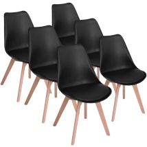 Iztoss - Pack 6 sillas de comedor negras, diseño moderno, sillas tulip para salon, oficina, sala de estar, despacho o terraza, respaldo ergonómico,