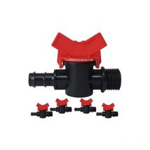 Pack 5 Llave 16mm Riego Llave goteo 16 mm x 3/4'' Llave de paso Riego 16 mm Valvula tuberia riego por goteo 16mm