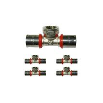Suinga - 5 x Té femelle 1'' pour tube multicouche 32 mm, à utiliser avec machine à sertir, gris