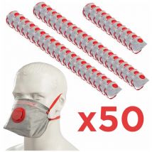 Pack 50 Masques FFP3 Mieux que FFP2 Pliable en 149 avec Valve d'Expiration - Protection contre les poussières, fibres et brouillards aqueux