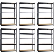 Thinia Home - Pack 6 étagères modulaires en métal avec 5 étagères 1250kg 120x60x180cm