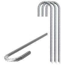 Shining House - Pack 6 piquets d'armature galvanisés piquets d'ancrage à crochet en j robustes, ancrages au sol, piquets de sol en acier