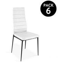 Homesouth - Pack 6 sillas de comedor símil piel Emi Blanco - Negro 44cm (ancho) x 96cm (alto)