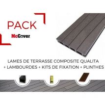 Mccover - pack 1 m² lame de terrasse composite Qualita accessoires 3600 mm - Coloris - Gris carbone, Epaisseur - 25mm, Largeur - 14 cm, Longueur