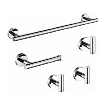 Pack accessoires salle de bain charles chromé 3 crochets + 1 porte-serviette + 1 porte rouleau