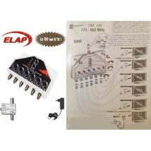 Pack : Amplificateur Distributeur Tnt Réglable 40 Db 1 Entrée – 6 Sorties Tv (elap) + Adaptateur D'Alimentation Catv Pour Antennes Dvb-t Actives