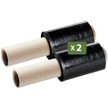 Pack And Move - Lot de 2 Film Etirable Opaque - Poignée - Petit Format Film Emballage Noir - 150 m - Film Support Palette, Valise, Ordinateur
