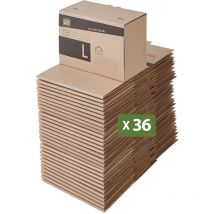Pack And Move - Lot 36 cartons pour expédition - Taille l - 25 x 38 x 20 cm - Carton renforcé - 20 kg max