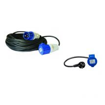 Pack ANTARION Rallonge électrique 15m P17 + Adaptateur femelle pour Camping-Car