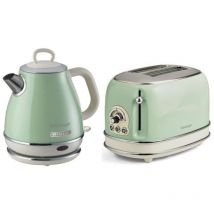 Ariete - Pack Bouilloire électrique 1L + Grille-Pain Acier Vert Vintage Rétro