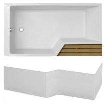 Pack baignoire bain douche antidérapante 180 x 90 Jacob Delafon Neo blanc mat version gauche + tablier