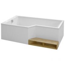 Pack baignoire bain douche antidérapante 160 x 90 Jacob Delafon Neo blanc mat version gauche + tablier