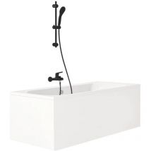 Pack baignoire droite 170 x 75 Jacob Delafon Elise + pack pommeau et mitigeur bain douche noir mat Aimé + vidage
