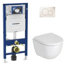 Geberit - Pack Bati support et wc suspendu Laufen Pro s sans rebord, surélevé
