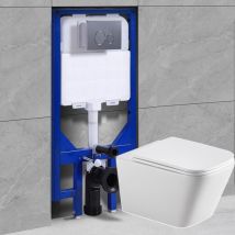 Pack Bati-support , wc suspendu mural avec nano+ Abattant softclose- Superspin chasse d'eau monotrou+ Plaque noir