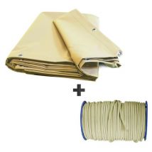 Kalembal - Pack Bâche Pergola 15m2 Prêt à l'emploi (1 bâche pergola ivoire ultra résistante + 1 sandow élastique)