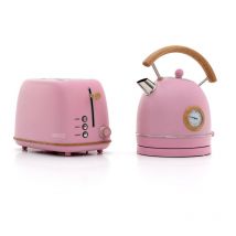 Caprizze - Pack Brottoaster Kaito mit Doppeltem Extrabreitem Schlitz und Kessel Nara Mattrosa mit Retro-Vintage-Design