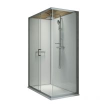 Leda - Pack cabine de douche 120 x 90 cm Karamineral 2 porte coulissante + receveur de douche antidérapant