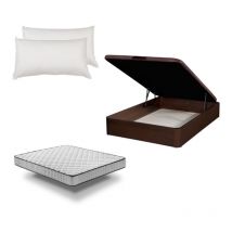 Pack Canapé de madera Wengué + Colchón pro Nature + Almohada Fibra - Envío y Montaje Incluidos - 190cm