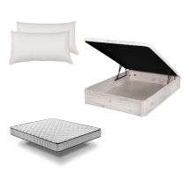 Santino - Pack Canapé de madera Artic + Colchón pro Nature + Almohada Fibra - Envío y Montaje Incluidos - 190cm