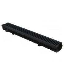 Pack Caniveau Noir pp pratiko série 130XL Haut 130 x 1000 mm + deux Grilles b-tek 125 + 2 blocages en métal First Plast