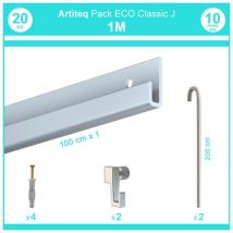 Pack Cimaise Complet 1m Classic j avec Tiges - Accrochage cadres et tableaux Aluminium